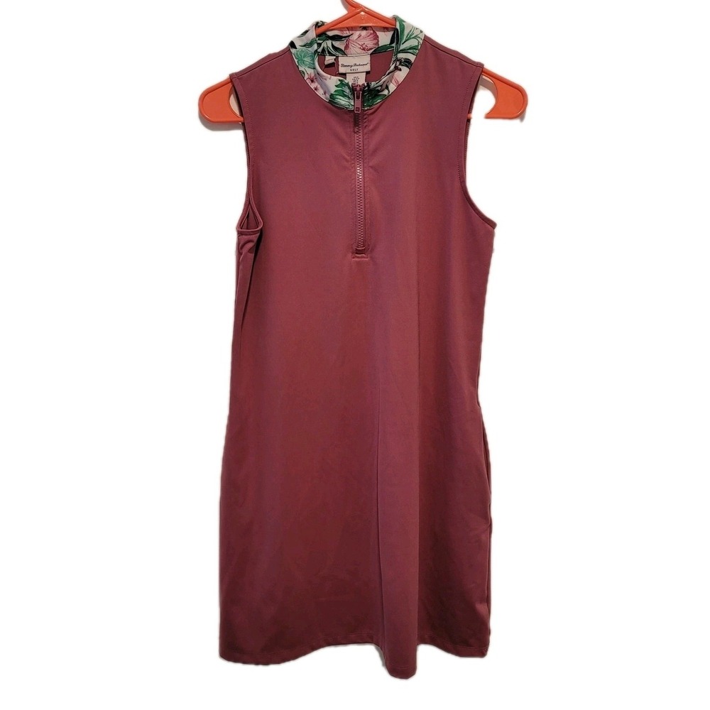 Tommy Bahama Active Golf Dress Magenta Pink Sleeveless Tropical Pockets Small